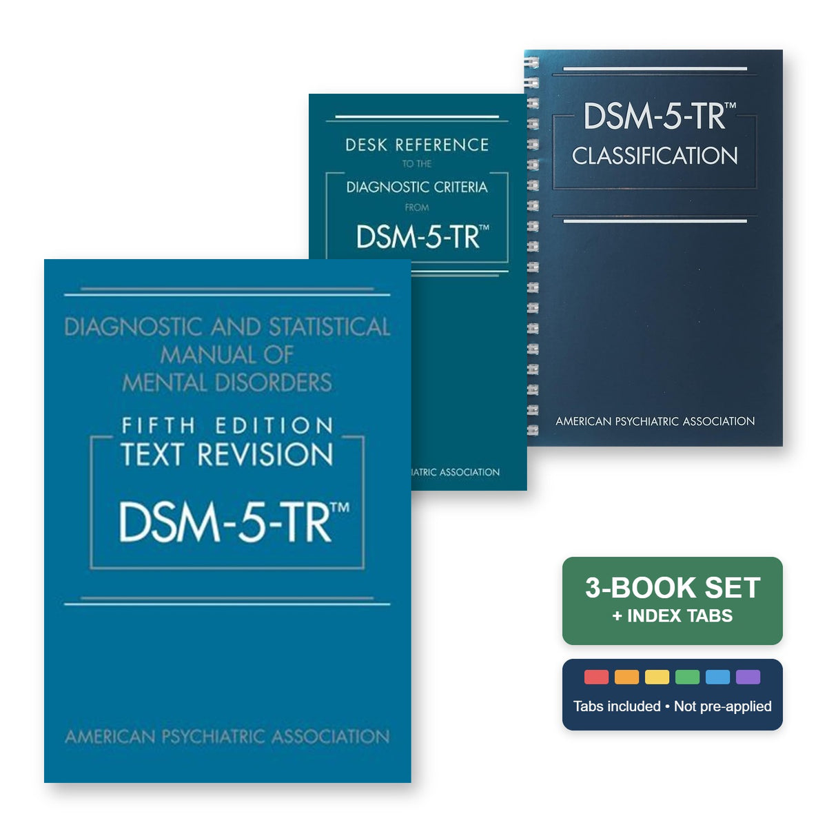 DSM-5-TR 3-book set: DSM-5-TR paperback, Desk Reference, spiral Classification and index tabs