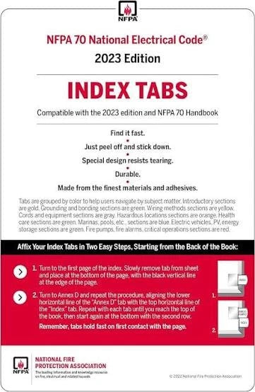NFPA 70 2023 Self-Adhesive Index Tabs