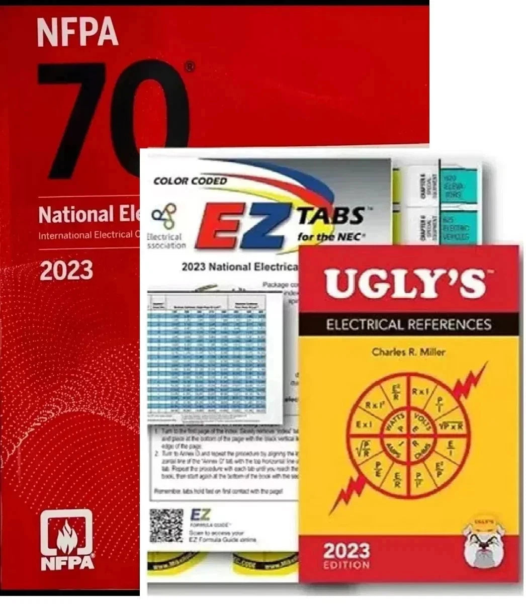 NFPA 70 2023 NEC Code Book Paperback + Ugly's Electrical Ref Spiral +EZ TAB USPS
