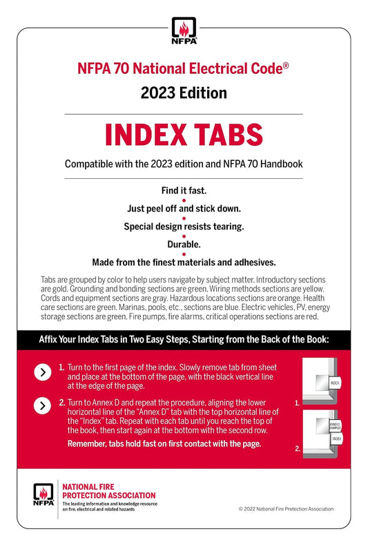 NFPA 70 NEC 2023 Index Tabs